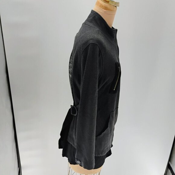 CABI Grey Black Mesh Back Jacket Love Carol Collection 3184 Women's Large - Picture 10 of 16